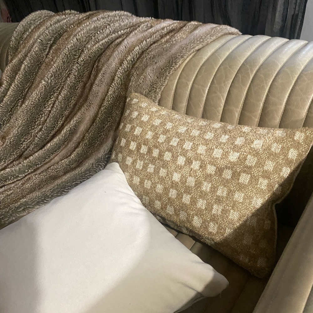 Luxurious Cream and Tan checkered pillow